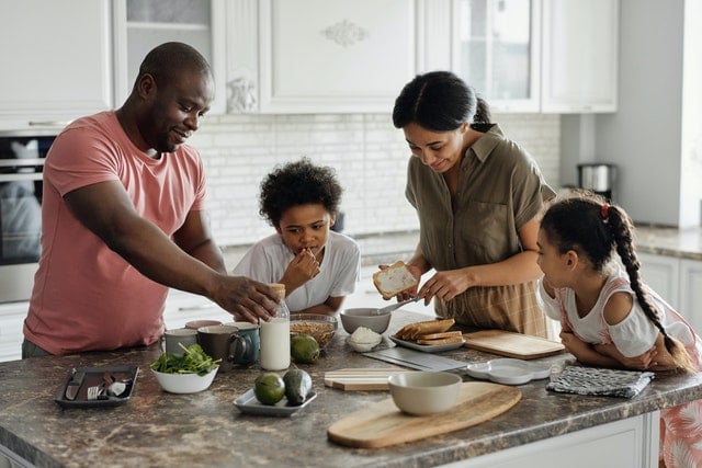 Picture of a family making a meal