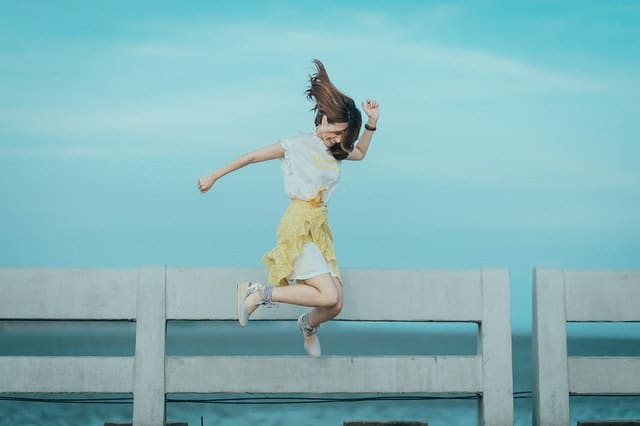 Healthy woman jumping